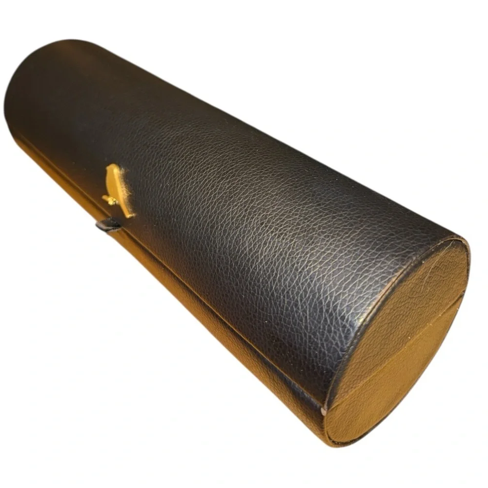 Kestrel Black Vegan Leather Makeup Brush Holder Case Gold Bird Influencer Trend